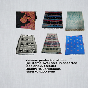 Women's SK NOOR SONS Boho Viscose Pashmina Shawl Assorted Sizes Multi-Color Geometric Floral Pattern Quick Dry Long Style 70x200 - Product Image 3