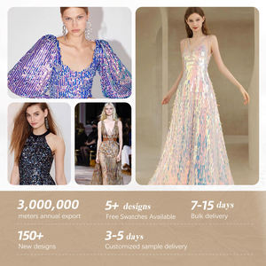 Veste en <span class=keywords><strong>velours</strong></span> sergé brodé à paillettes pour femmes et enfants 5mm <span class=keywords><strong>tissu</strong></span> élastique pour mariage filles chaussures sacs accessoires de cheveux - Product Image 6