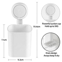 Cootaili — gobelet mural sans perceuse, gobelets réutilisables, puissant sous vide, porte-dentifrice et brosse à dents pour salle de bain