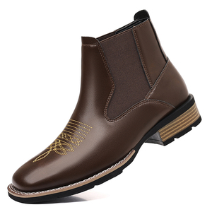 Botas Vaqueras Unisex Cómodas con Cremallera y Tacón Grueso, Botas de Vaquero Occidentales para Hombre, Botines para Fiestas - Product Image 6