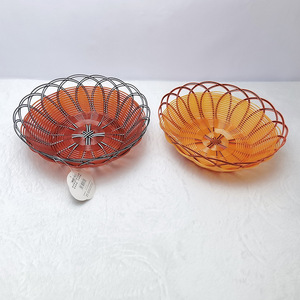 Woven Metal Food Basket Bowl Orange Red Color For Snack <b>Fruit</b> <b>Storage</b> Display - Product Image 1