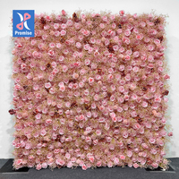 Mur de fleurs artificielles roses, toile de fond florale 3D pour mariage et décoration de photomaton