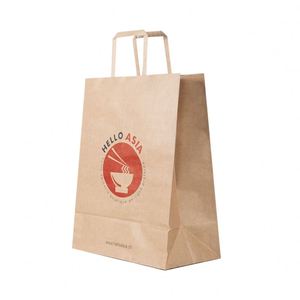 Wholesale Free <b>Design</b> Brown Kraft Paper Bag Custom logo <b>Printing</b> Food Paper Bag Flat Handle Shopping Gift Bag - Product Image 2