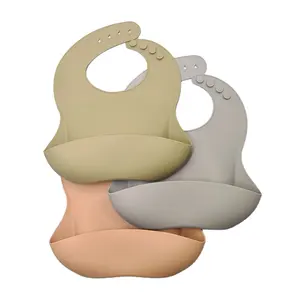 Celemek bayi silikon antiair, Set celemek bayi berbeda, handuk air liur bayi dapat disesuaikan