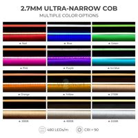 Адресуемая светодиодная COB-лента 5В/12В, 2.7мм/4мм, IP20, ультратонкая, высокой плотности, с управлением через приложение и голосовым управлением, равномерная подсветка
