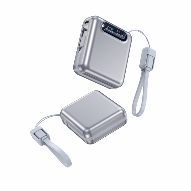 New Arrival Mini Power Bank 10000mAh 35W PD Fast Charging Portable Charger with Built-in Type-C Cable for Phone Tablets Devices