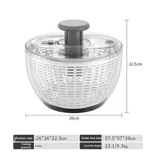 <span class=keywords><strong>Essoreuse</strong></span> à <span class=keywords><strong>salade</strong></span> blanche avec couvercle de rangement, séche-légumes manuel à tirette, outil de cuisine écologique en plastique PP avec panier égouttoir - Product Image 1