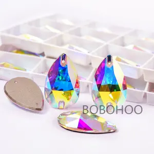 BOBOHOO High Quality Teardrop Sew On Rhinestones Large Sewing Stones Flat Back Crystals For Sale