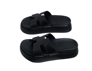 Pantoufles en cuir véritable pour femmes, style urbain tendance, dessus en cuir de vache (4,5 cm) - Product Image 6