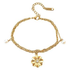 <span class=keywords><strong>Bracelet</strong></span> double couche marguerite en acier inoxydable pour femme, style coréen et japonais, mignon, tendance estivale, cadeau de bijoux en gros - Product Image 5