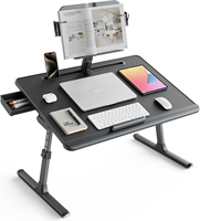 Bureau polyvalent pour lit d'ordinateur portable XXL de qualité supérieure avec hauteur réglable et angle de lecture Bureau pliable avec tiroir de rangement