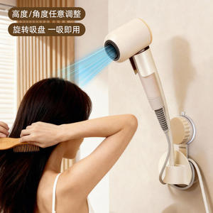 ที่วางไดร์เป่าผมแบบติดผนัง ไม่ต้องเจาะ ติดตั้งง่าย สำหรับใช้ในห้องน้ำ สีเทาไทเทเนียม รูปทรงกลม - Product Image 2