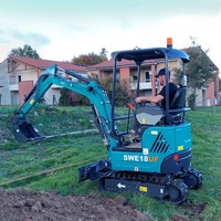 Mini-excavatrice certifiée CE, petite pelle sur chenilles, marque coréenne SWE18UF, 1,88 tonne, godet de 0,04 m³ pour la construction