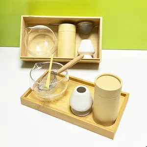 Лучшая цена, безопасный подарочный набор из бамбука маття, японский бамбуковый венчик, чаван, инструменты для церемонии, лазерный логотип, чайный набор маття