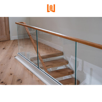 Fabricant de rampes d'escalier en aluminium modernes pour villas, sur mesure, en gros, avec balustres en verre sans cadre