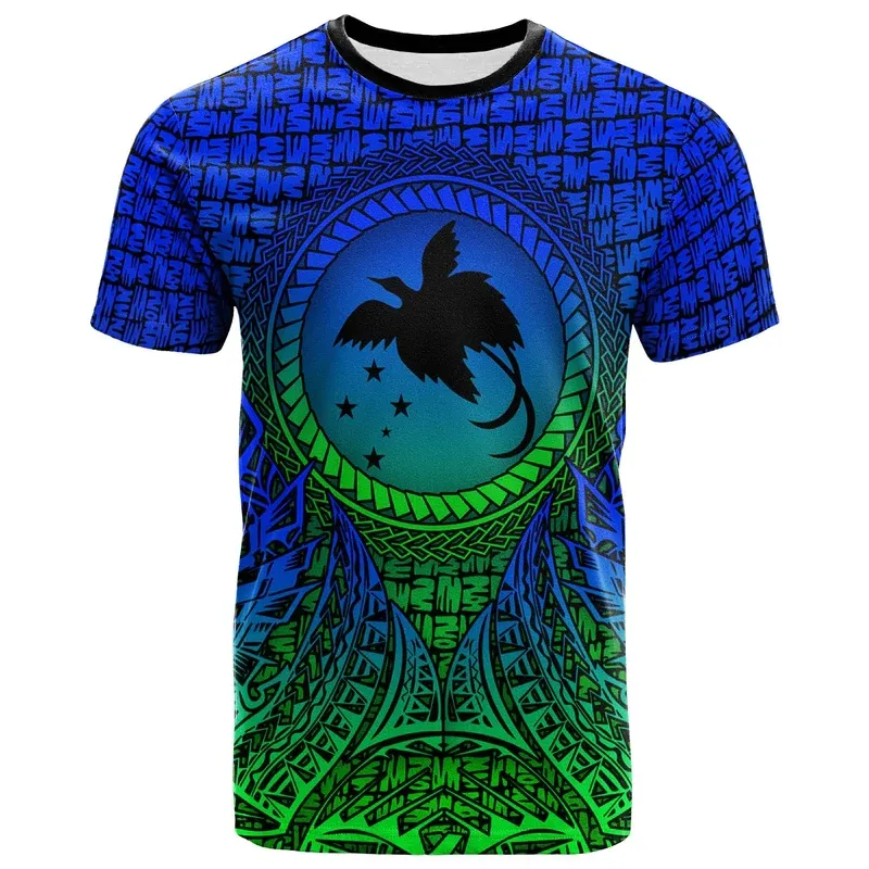 Papua nuova Guinea T Shirt Circle Pattern Blue T-Shirt da uomo manica corta top Summer Casual Fashion T-Shirt abbigliamento personalizzato