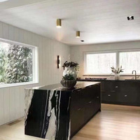 Panneau de salle de bain en marbre naturel noir et blanc, comptoir de cuisine, panneau de marbre de luxe poli pour salle de bain