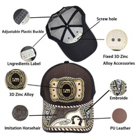 Gorra de Béisbol Unisex con Logo 3D de Metal Estilo Occidental, Informal, de Mezclilla, Lona, Malla, para Pesca al Aire Libre