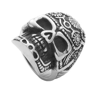 Skull <b>Ring</b> Men's Stainless Steel <b>Silver</b> Retro Punk Style Geometric Design Gift Jewelry 260114 - Product Image 1