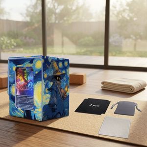 Boîte de rangement pour jeux de cartes TCG, boîte de rangement magnétique sécurisée avec affichage du commandant, capacité de 100+ cartes sous étui, Star Mage, cuir PU - Product Image 3