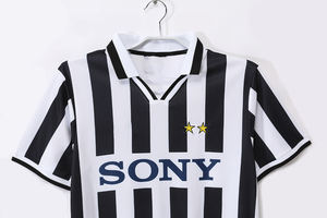 Maillot domicile <span class=keywords><strong>Del</strong></span> <span class=keywords><strong>Piero</strong></span> 97 noir et blanc à rayures rétro, impression personnalisée du nom, 100% polyester, séchage rapide, petite série, vente en gros à bas prix - Product Image 6