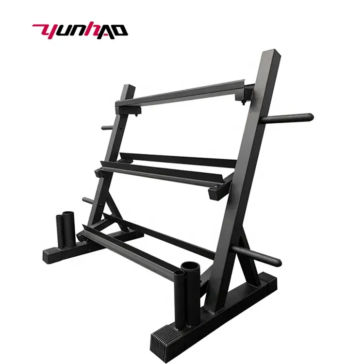 Wholesale High Quality Q235 Steel Multi function Hex Dumbbell Storage Rack With Barbell Bar /Weight Plate Store