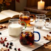 Mug en verre borosilicate sans plomb, grande capacité, transparent, simple paroi, avec anse colorée pour thé au lait, eau, café