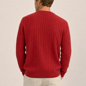 Suéter Personalizado para Hombre con Logotipo OEM y ODM, Tejido <span class=keywords><strong>Jacquard</strong></span>, Jersey de Chenilla con Cuello Redondo, Suéter de Punto Acanalado para Invierno - Product Image 5