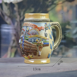 Chope à bière et à vin en porcelaine souvenir de l'Oktoberfest de Munich, Allemagne, 350 ml, écologique, motif calèche en relief, design classique de <span class=keywords><strong>brasserie</strong></span> - Product Image 6