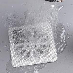 Adhesivo desechable para desagüe de piso, 10x10cm, filtro de fibra antiobstrucción para cocina, baño y aseo - Product Image 3