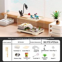 Aquarium transparent en plastique pour tortues avec plateforme de basking et couvercle, idéal pour bureau et salon – Boîte d'élevage et de reproduction pour poissons