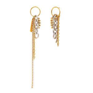 Moda 18k oro argento in <span class=keywords><strong>acciaio</strong></span> inox gioielli battente nappine <span class=keywords><strong>orecchini</strong></span> due tono catena <span class=keywords><strong>orecchini</strong></span> per le donne ragazze - Product Image 5
