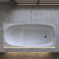 Baignoire encastrée rectangulaire moderne en acrylique blanc, bain relaxant écologique pour appartement, hôtel, villa, accessoire de salle de bain avec drain