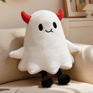 Minimalist Ghost <b>Cat</b> <b>Plush</b> Pillow Black White Cute Cartoon Kitten Stuffed Cushion Soft Sofa Decor Halloween Birthday Gift - Product Image 5