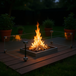 Mesa Rectangular para Fogatas de 30 x 14 x 7.5 Pulgadas con Protector de Viento de Vidrio Templado, Calentador de Bioetanol para Exteriores - Product Image 2