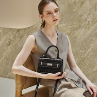 Sac à main bandoulière carré en cuir véritable motif crocodile haut de gamme pour femme, élégant et tendance