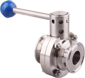 Válvula de cierre sanitaria inteligente neumática eléctrica manual con mango de mariposa, de acero inoxidable soldado, con conexión Tri-Clamp y rosca - Product Image 1