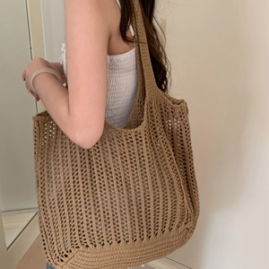 <strong>Luxury</strong> Women's High Quality Crochet Bag Hollow <strong>Out</strong> Design Casual Tote with Two Handles Large Capacity Knitted Bags for Women - Product Image 3