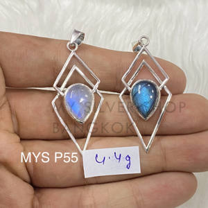 <b>Top</b> Quality Natural Blue Fire Labradorite With <b>Rainbow</b> Moonstone Gemstone Sterling Silver Fine Pendants - Product Image 1