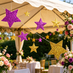 608172 Ghirlanda di stelle di carta colorate, striscione a bandierine per feste di compleanno, decorazioni da appendere a parete per camerette, forniture per feste - Product Image 5