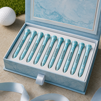 Tees de golf en bambou de luxe de haute qualité, durables, personnalisables avec logo et texte de l'entreprise, emballage élégant en boîte cadeau