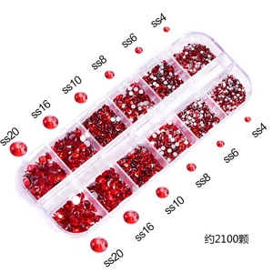 OLeeya Diamantes de imitación a granel, caja de 12 compartimentos, 2100 piezas, diamantes de imitación de cristal de 6 tamaños, diamantes de imitación de vidrio sin termofijación para uñas y vasos - Product Image 2