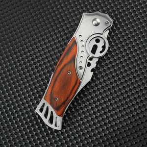 Cuchillo Plegable de Caza y Camping HL Factory al por Mayor, con Mango de Madera Colorido DIY y Hoja de Acero 2Cr13 con Punta Biselada - Product Image 4