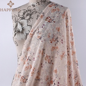 Happeak Tốt Nhất Bán Voan Hoa In Màu Đen Thêu Vải Màu Hồng Voan Thêu Vải Cho Váy Cưới - Product Image 2