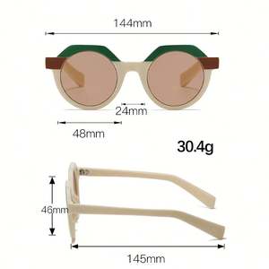 Lunettes de soleil polygonales à double couleur, monture fine, anti-lumière bleue, protection UV400, personnalisables avec logo, collection mode 2025 pour femmes - Product Image 5