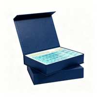 Lot de 160 tuiles de Mahjong couleur bleu ciel clair, emballage cadeau personnalisé Mahjong américain, boîtes rigides avec plateau intérieur