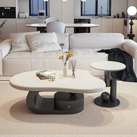 Nouvelle table basse Cloud en bois avec rangement, forme irrégulière, pour petit appartement, salon, style crème, luxe léger, design minimaliste
