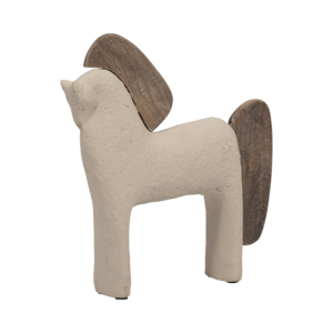 Statuetta decorativa di cavallo in ceramica e legno, accessorio per l'arredamento di casa, ideale per mensole o banconi. - Product Image 2