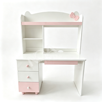 Ensemble de chambre d'enfant rose avec nœud papillon et puzzle bleu, suite complète pour chambre d'enfant avec lit, armoire, bureau, table de chevet pour garçons et filles