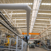 Conduit d'air suspendu rond en tissu pour système de distribution d'air de ventilation CVC industriel en usine et atelier